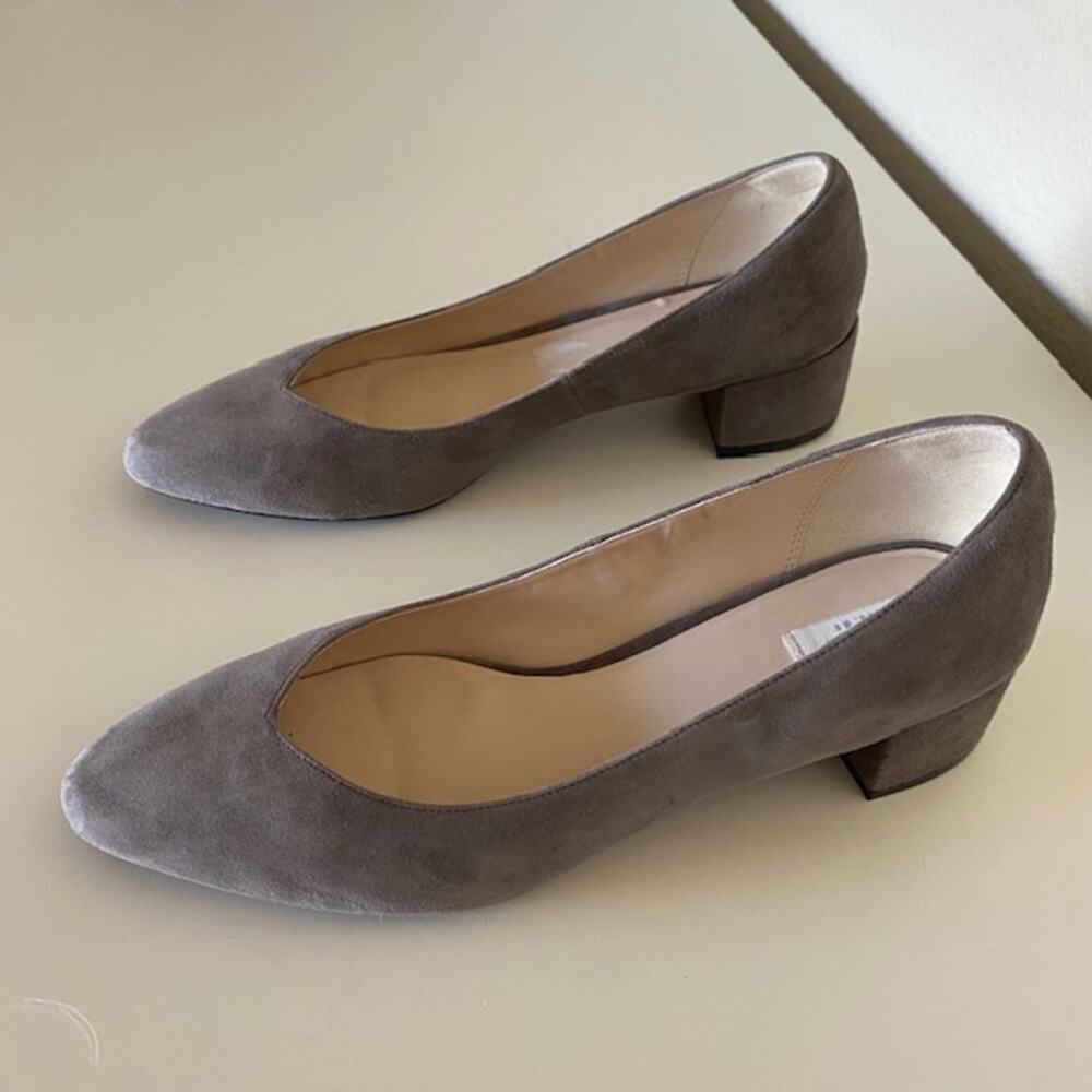 Cole Haan Gray Suede Block Heel Pumps